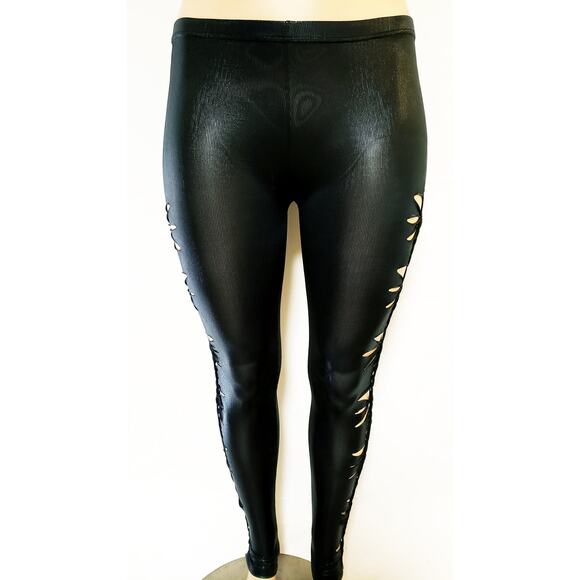 CHEEKY LEGS - 2XL/3XL - Junior/Women Super Sexy Cut Black Weaved Leggings, Fun - Picture 3 of 6